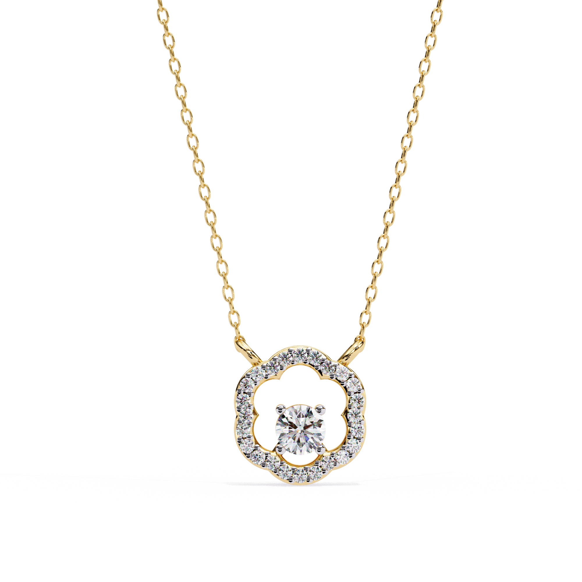 Solitairekart 0.31ct Natural Diamond Bloom Halo Pendant-HI Color, VS-SI Clarity